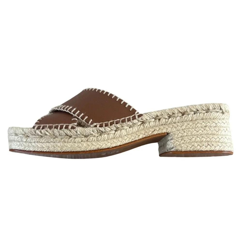 J. Crew Made-in-Spain Block Heel Espadrilles Leather Brown‎ 10 Summer 2025 $228